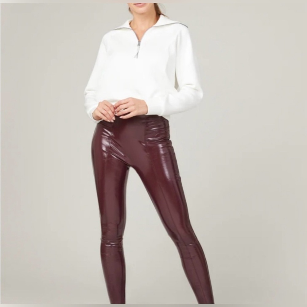 NWT SPANX, Faux Patent Leather Leggings in Ruby, Various Sizes
